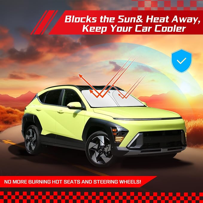 ARISMOTOR Windshield Sun Shade for Hyundai Kona 2018-2023, Custom Fit Foldable - Image 7