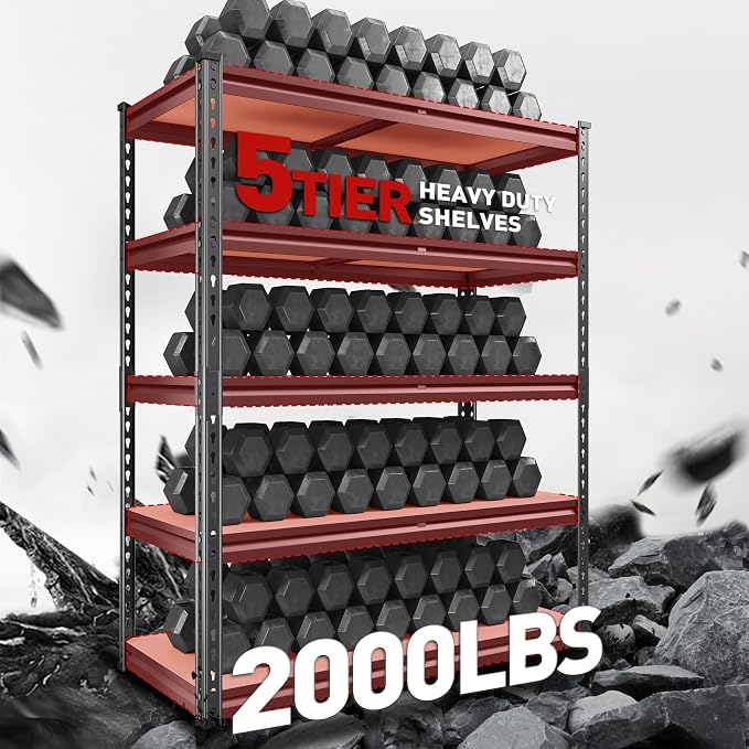 REIBII 2000LBS Garage Shelving Heavy Duty 72''H Storage Shelves 5 Tier Heavy - Image 4