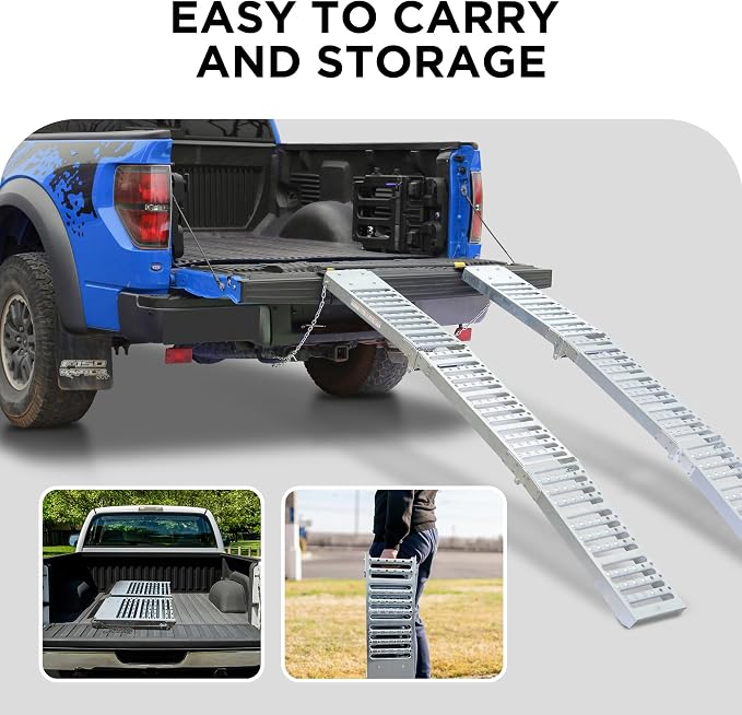 Rockland 72" x 9" Tri-Fold Steel Truck Ramps, 1000 LBS Capacity, Folding - Image 3