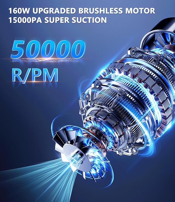 Handheld Car Vacuum Cordless, 18000Pa 160W Car Vacuum Cleaner, 30Min Powerful - Image 3