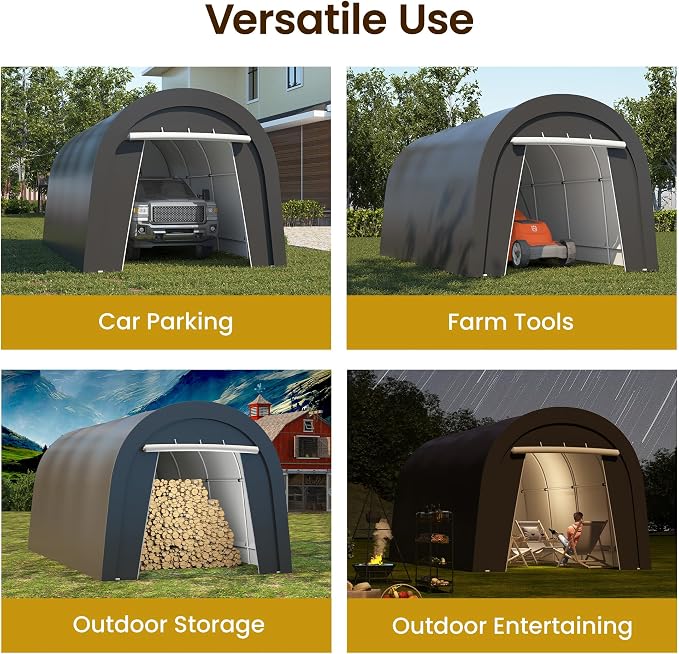 Kiss the Water Carport, Round Portable Garage, Steel Heavy Duty Carport - Image 2