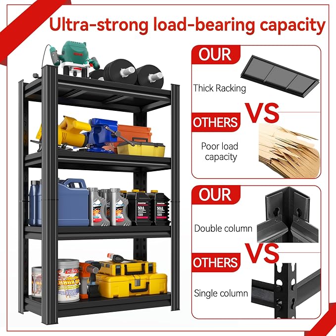 Metal Garage Shelving Unit, Heavy Duty Adjustable Storage Rack, Steel Shelving - Image 3
