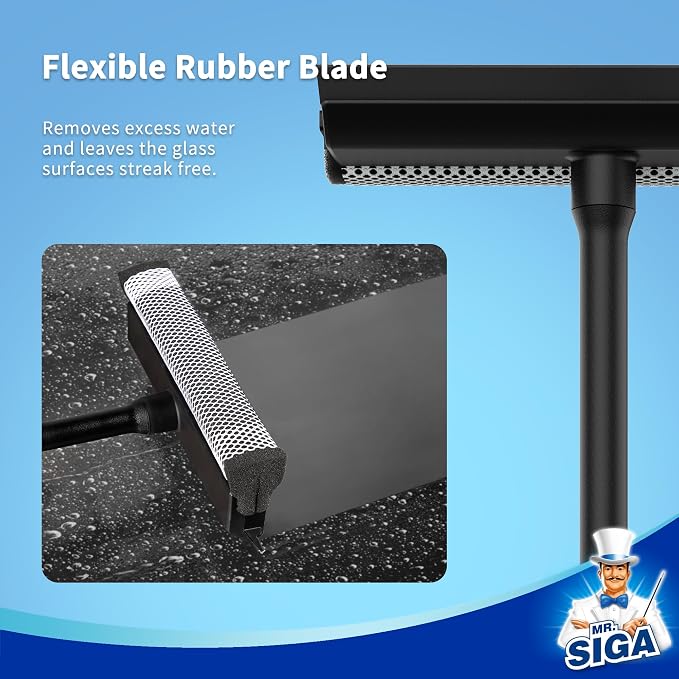 MR.SIGA Professional 2-in-1 Car Window Squeegee and Sponge Scrubber - Image 4