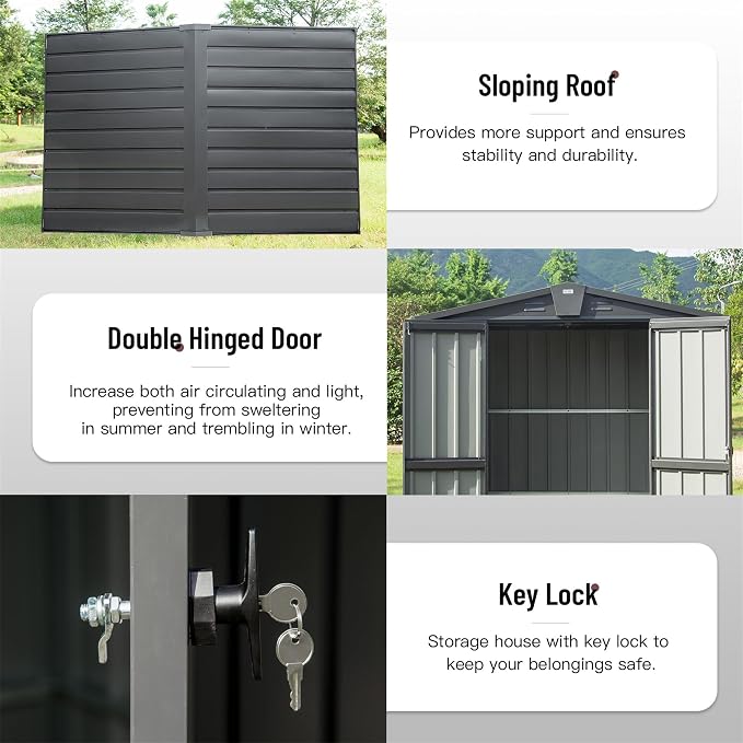 IKERY Galvanized Steel Garden Shed - Image 6