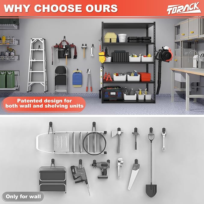 TORACK 15PCS Garage Storage System Hooks, Shelving Hooks - Image 2