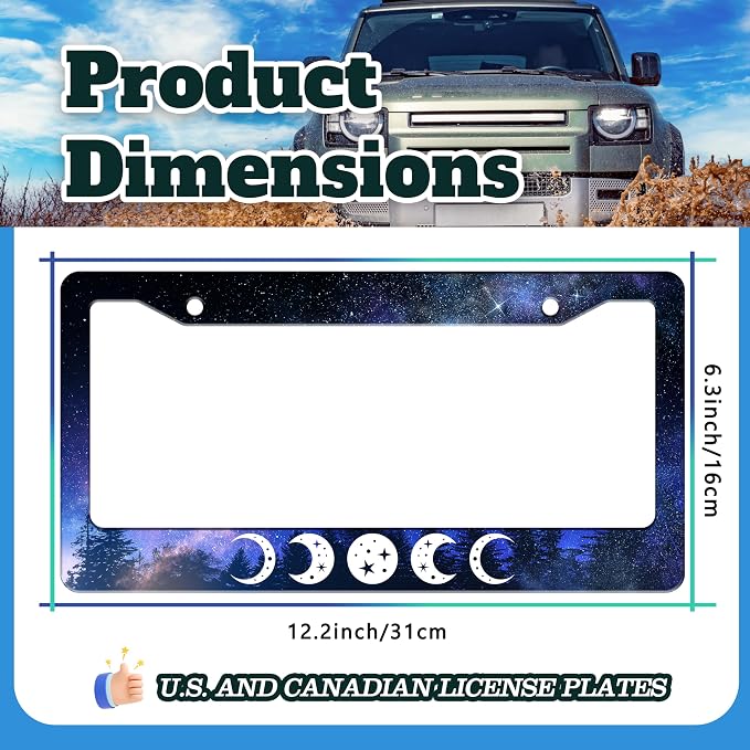 Moon Phases License Plate Frame Starry Sky Forest Moon License Plate Holder - Image 3
