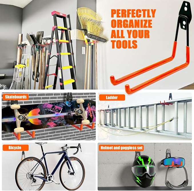 Heavy-Duty Garage Hooks -4 Pack Type large J - Image 5
