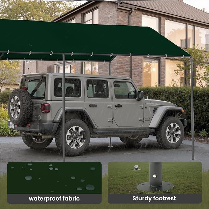 GOJOOASIS 10x20 Carport Heavy Duty Portable Garage Shelter Metal Car Canopy Tent - Image 3