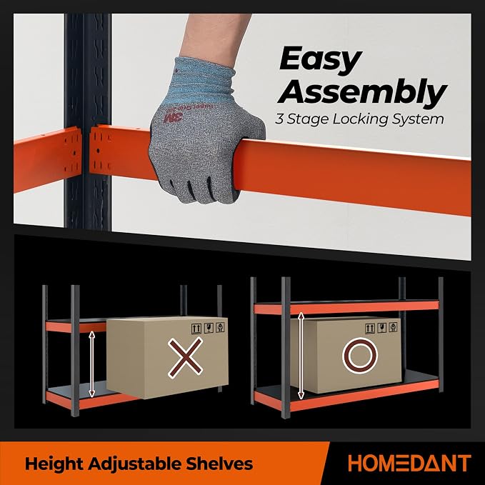 HOMEDANT House 5-Tier Orange-Black 48.1" W x 16.5" D x 71.3" H Laminated Metal - Image 7