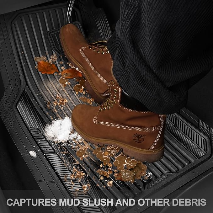 CAR PASS Heavy Duty Rubber Car Mats Metallic, Aluminum Film All Weather Floor - Image 7