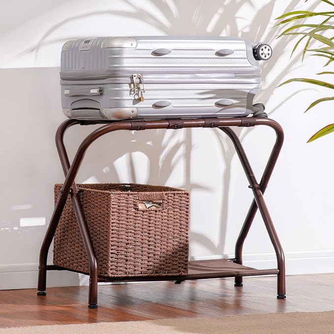 Heybly Luggage Rack, Steel Folding Suitcase Stand - Image 2