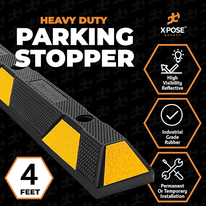 Xpose Safety 48" Heavy Duty Rubber Parking Stopper – 1 Pack Wheel Blocks - Image 2