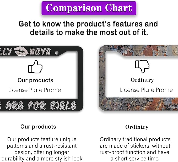 License Plate Frame Black and White License Plate Protector Silly Boys Trucks - Image 6