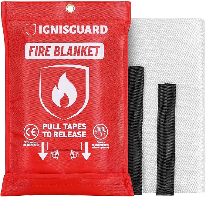 Emergency Fire Blanket for Home and Kitchen, Fiberglass Fire Blankets Emergency by IGNISGUARD
