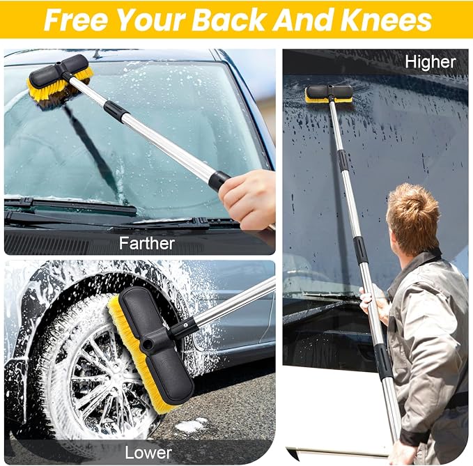 65" Car Wash Brush with Extension Pole, Car Wash 10” Dip Soft Brush, No Scratch - Image 6