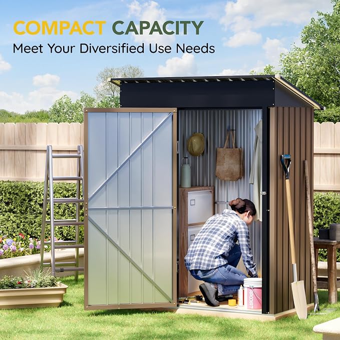 Breezz 5x3FT Vertical Outdoor Steel Storage Shed - Image 4