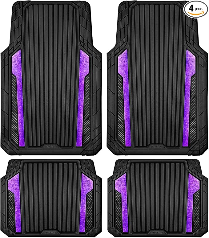 CAR PASS Heavy Duty Rubber Car Mats Metallic, Aluminum Film All Weather Floor by CARPASS