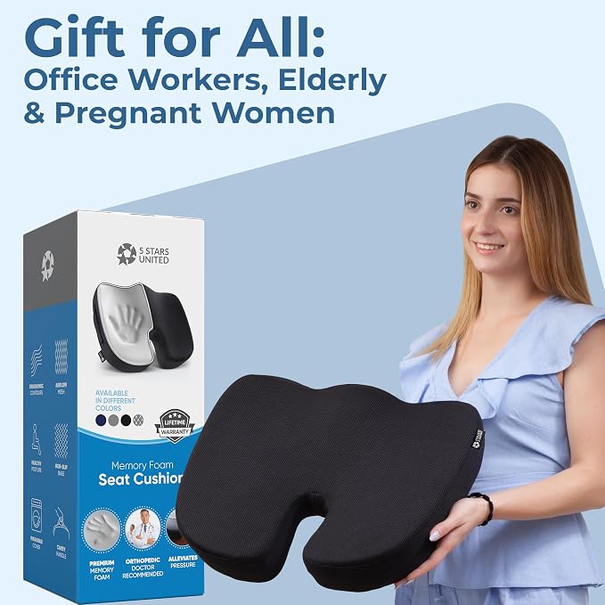 5 STARS UNITED Seat Cushion for Tailbone Pain Relief – Memory Foam Lifting - Image 8