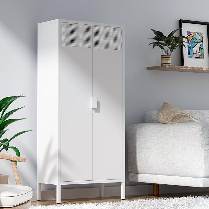 Metal Storage Cabinet with Adjustable Shelves, by Washsemba