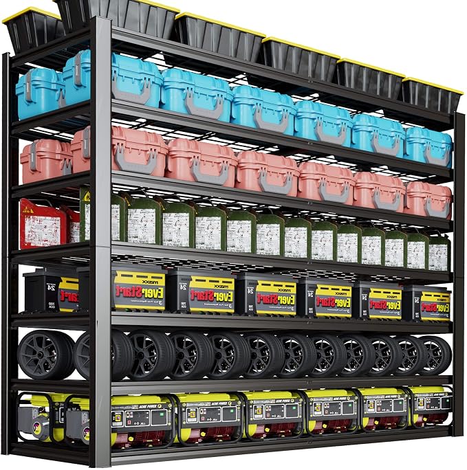 7 Tier Garage Shelving Heavy Duty, Commercial Metal Shelves by PMKES