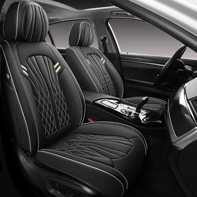 Leather Car Seat Covers 5 Pieces, Full Set Universal Seat Covers - Image 2