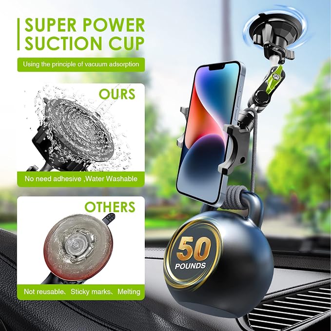Suction Cup Phone Mount 360 Rotating Universal Ball Head Arm - Image 5