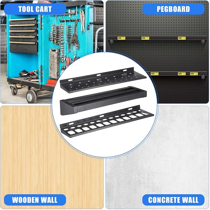 3 Pcs 16in Screwdriver Organizer Wall Mounted Metal Storage Set - Image 6