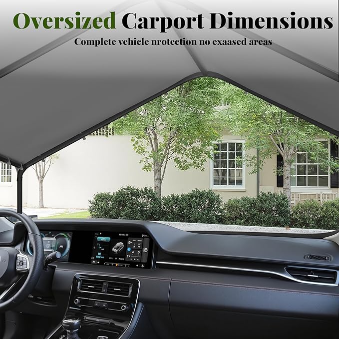 Carport, 10‘ x 20’ Heavy Duty Portable Garage All-Season Car Canopy w/Removable - Image 7