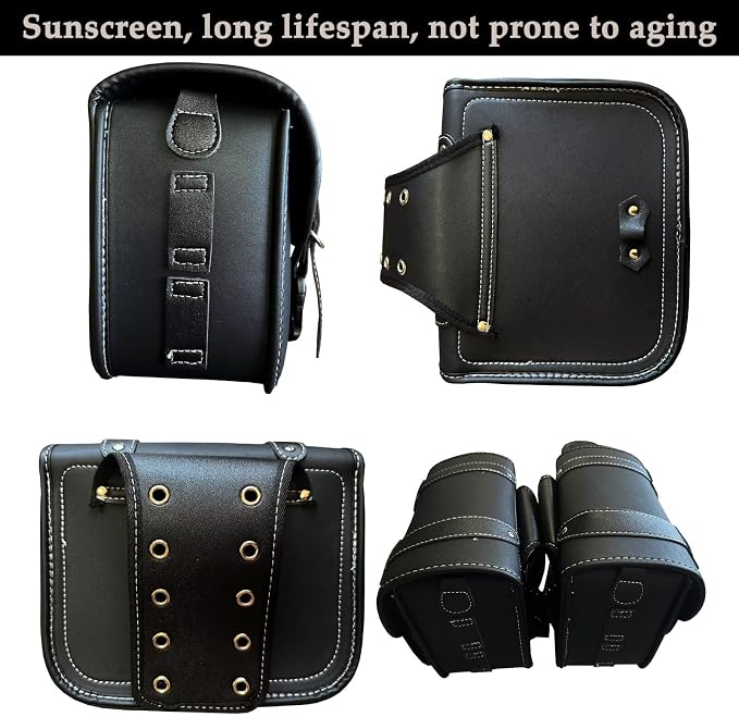 Motorcycle Saddlebags, Scooter Powersports Faux Leather Saddle Bags Motorcycles - Image 4
