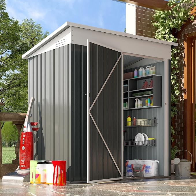 AECOJOY 5' x 3' Outdoor Storage Shed, Small Metal Sheds & Outdoor Storage - Image 5