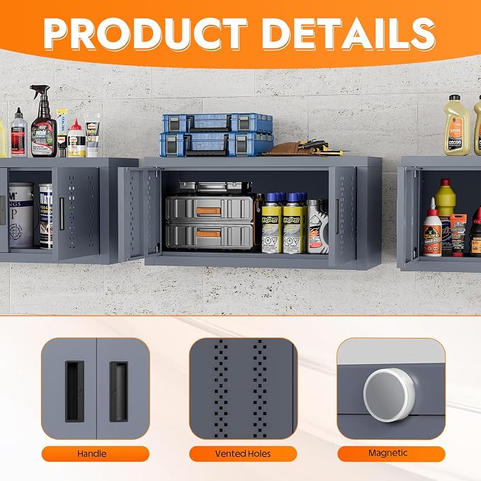 Metal Wall Storage Cabinet Steel Wall Mounted Garage Storage Cabinet - Image 3