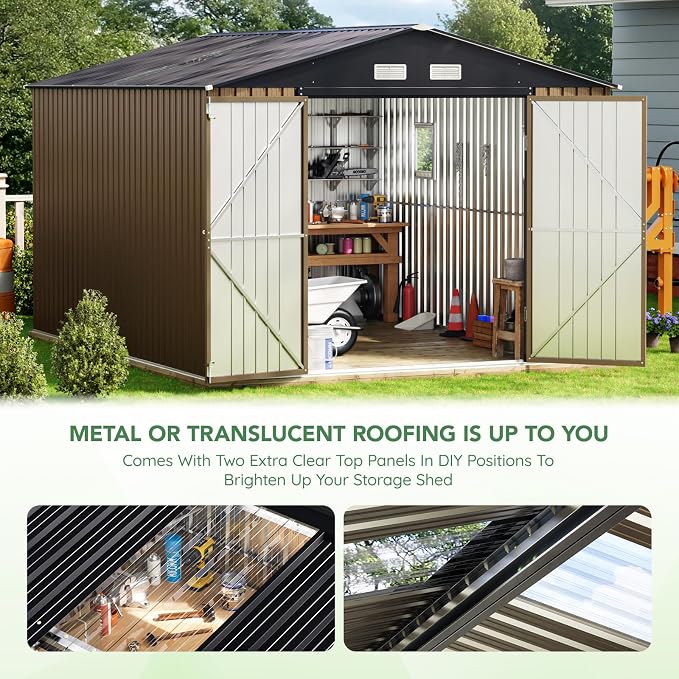 10X12X7.5 FT Outdoor Steel Storage Shed - Image 6