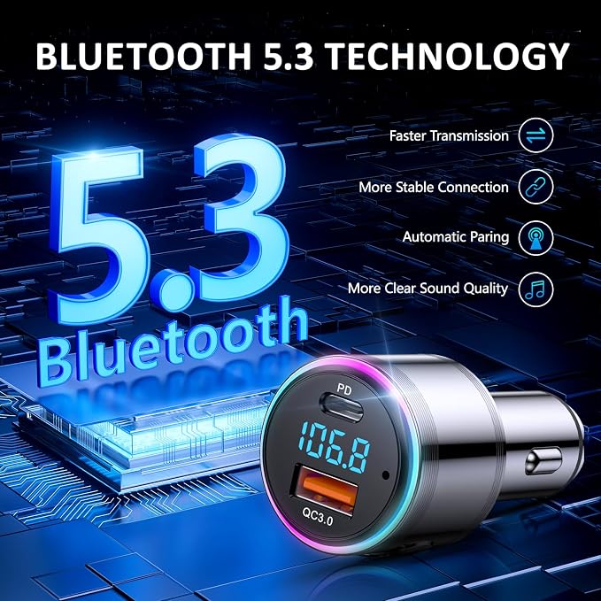 Bluetooth Transmitter for Car, LENCENT Full Metal Bluetooth 5.3 Car Adapter - Image 5