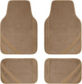 CAR PASS Beige Car Floor Mats, Edge Leather Waterproof Car Mats by CARPASS
