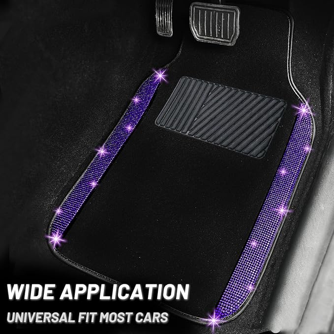 NBTEPEM Purple Violet Bling Car Floor Mats Full Set, Universal Fit Most Cars - Image 2