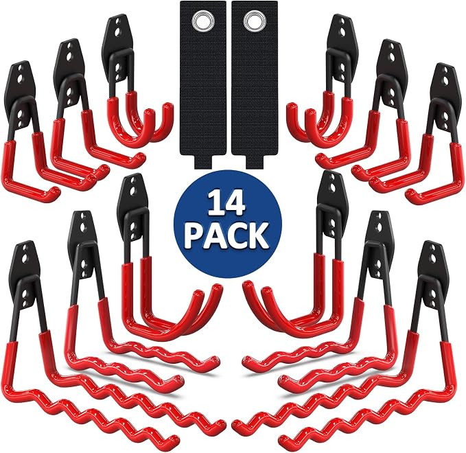 Garage Hooks 14PC, Shed Organizer by LAOFEEI