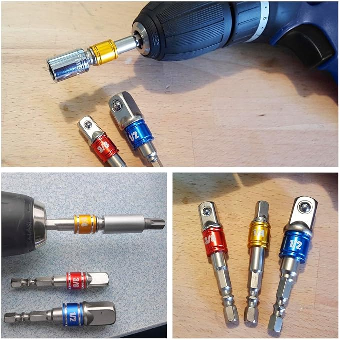Impact Grade Socket Adapter/Extension Set Turns Power Drill Into High Speed Nut - Image 9