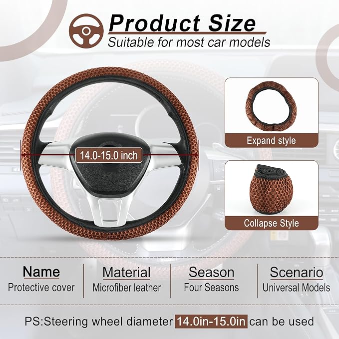 alpmosn Elastic Stretch Steering Wheel Cover, Breathable Microfiber Ice Silk - Image 2