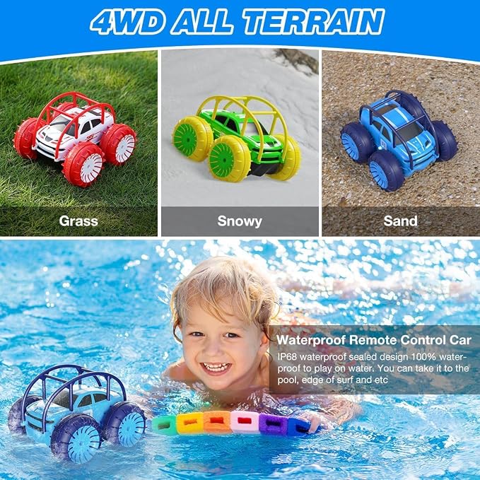MaxTronic Amphibious Remote Control Car, Rechargeable RC Cars Toy 360° Flips - Image 4