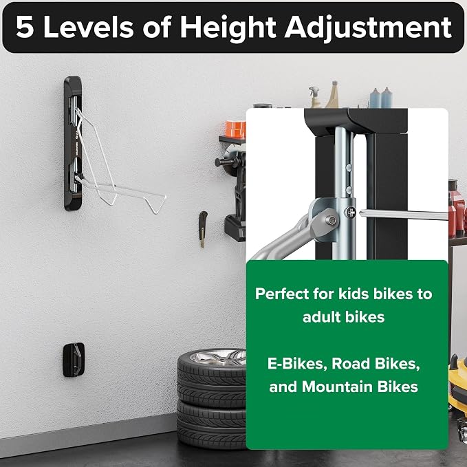 Bicycle Rack for Garage and Indoor Use, Adjustable, Foldable Bike Rack Set of 2 - Image 3
