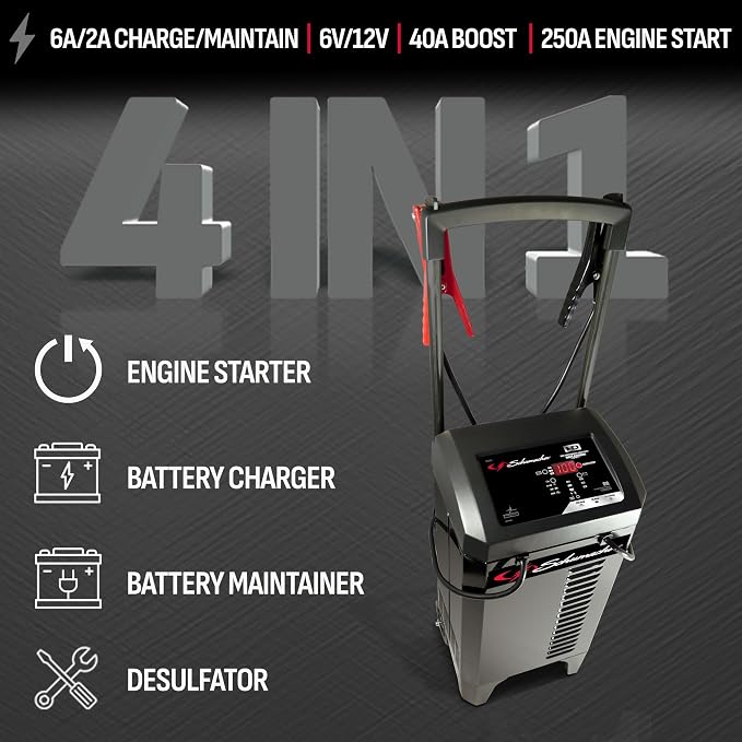 Schumacher Electric Wheeled Battery Charger and Engine Starter, Fully Automatic - Image 2