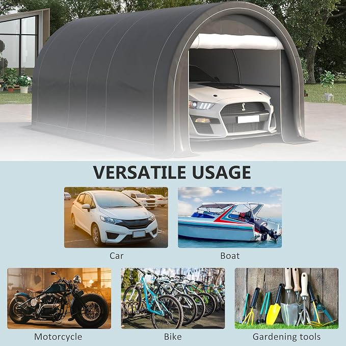 Outsunny 10' x 16' Carport, Heavy Duty Portable Garage Storage Tent - Image 6