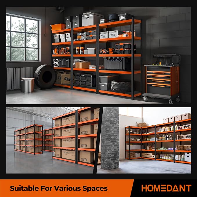 HOMEDANT House 5-Tier Orange-Black 48.1" W x 16.5" D x 71.3" H Laminated Metal - Image 8