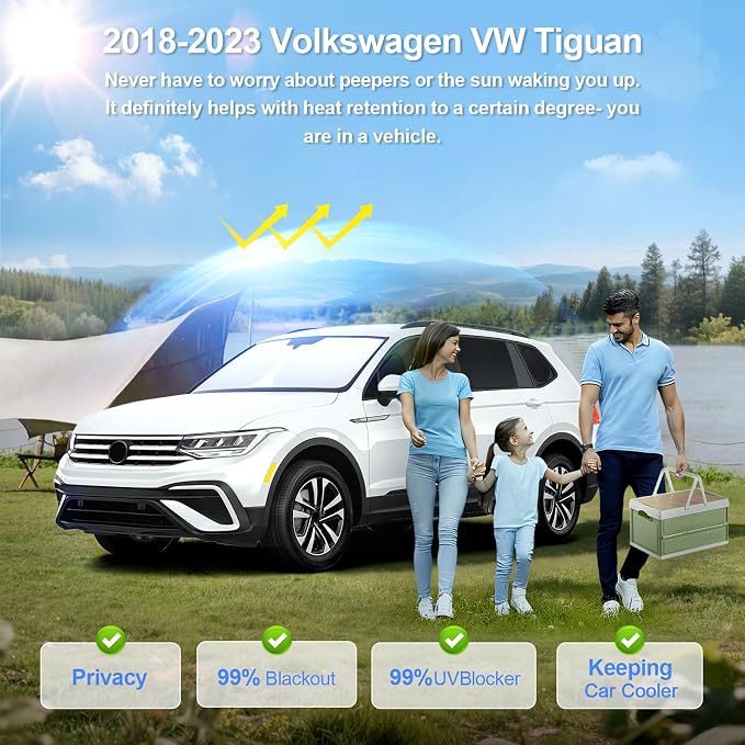 8pcs Car Window Shades for Volkswagen VW Tiguan 2018-2023 Accessories, - Image 2