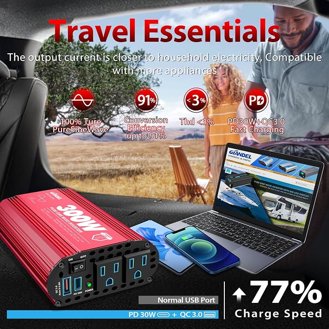 300Watt Pure Sine Wave Power Inverter - Image 3