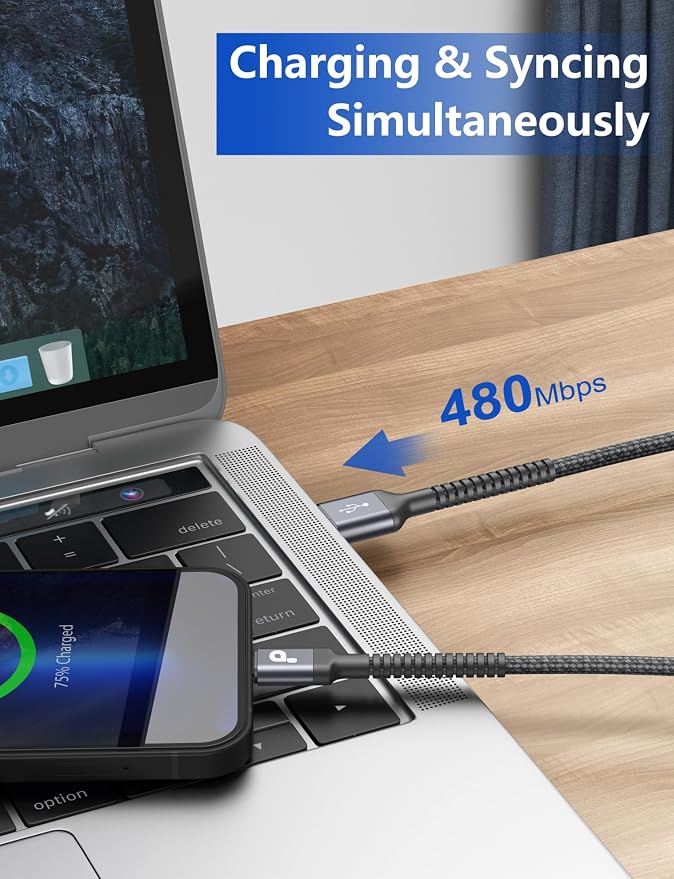 iPhone Charger Cable 2Pack 6FT, Nylon Braided Lightning Cable, Fast Charging - Image 4