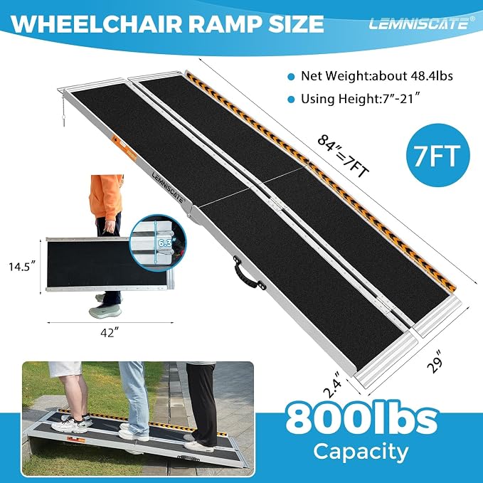 LEMNISCATE Portable Wheelchair Ramp, 7FT Ramps - Image 2