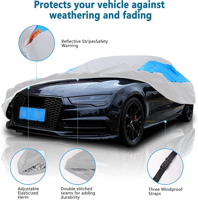 MORNYRAY Waterproof Car Cover All Weather Snowproof UV Protection Windproof - Image 2