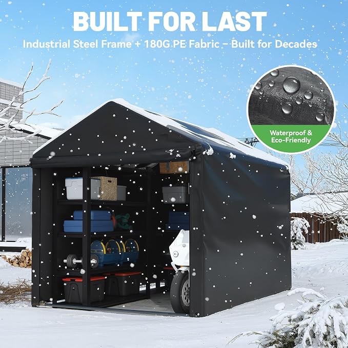 EROMMY 5x7 FT Carport Storage Shed, Heavy Duty Outdoor Storage Shed - Image 3