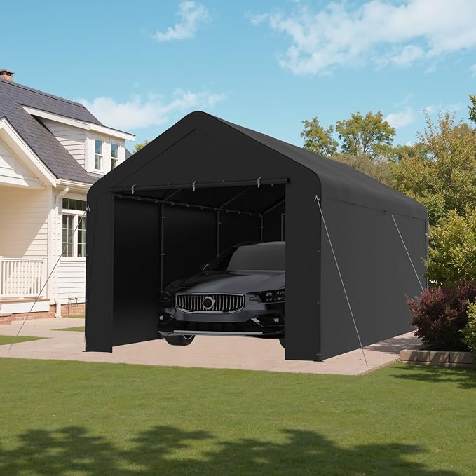 GOJOOASIS 10x20 Carport Heavy Duty Portable Garage Shelter Metal Car Canopy Tent by GOJOOASIS